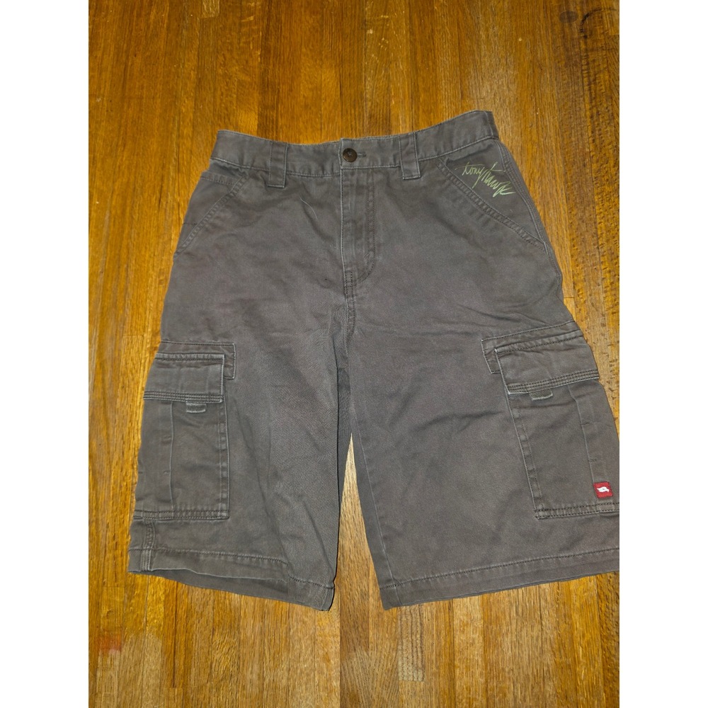 Tony Hawk Boys Cargo Shorts Size 12 Gray Brown Cotton Skate Utility Pockets